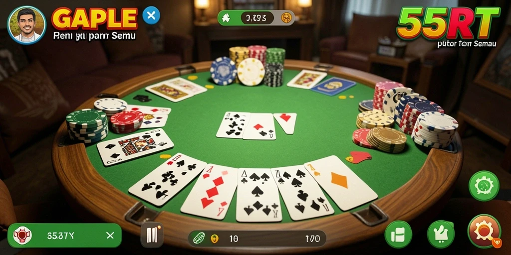 Tampilan gameplay seru dalam permainan Gaple 55RT.