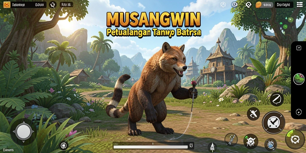 Screenshot menunjukkan pemain menjelajahi dunia terbuka MUSANGWIN.