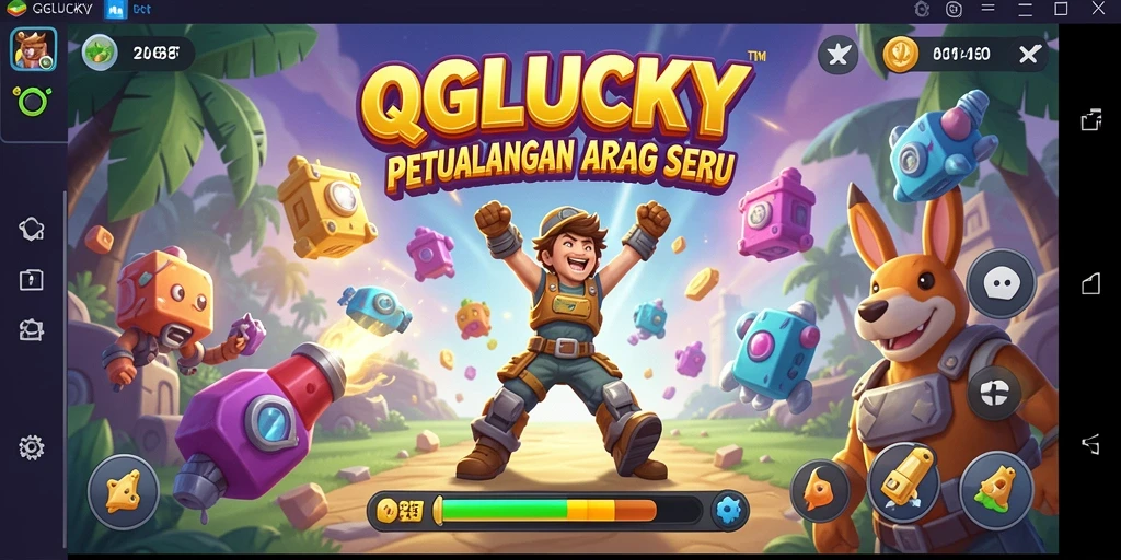 Tampilan gameplay QGLUCKY yang penuh warna dan seru.
