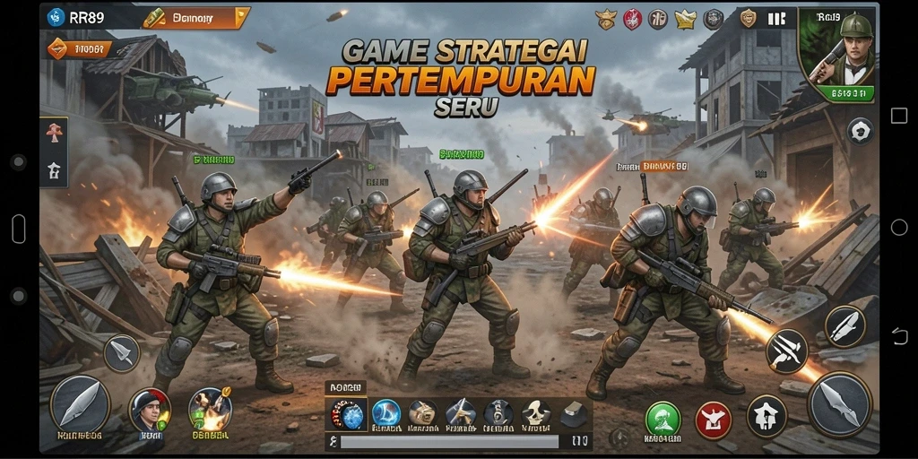 Tampilan gameplay mendebarkan di RR89 dengan pertempuran strategi.