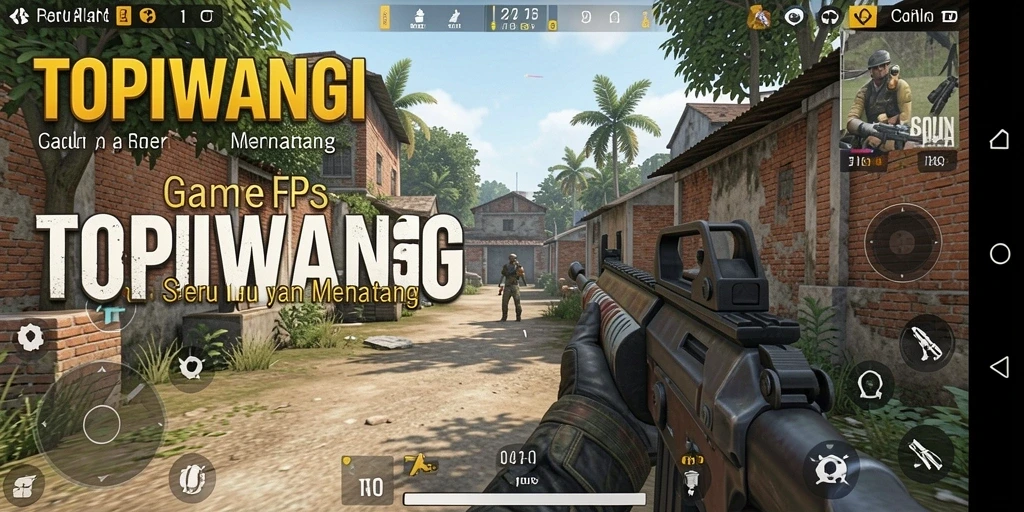 Screenshot gameplay TOPIWANGI menampilkan aksi seru di medan pertempuran FPS.